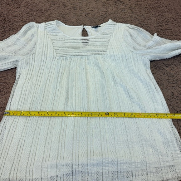 2 FOR $20 Express White Lace Puff Sleeve Blouse Top Peasant Boho 3/4 Sleeve M - Picture 10 of 10